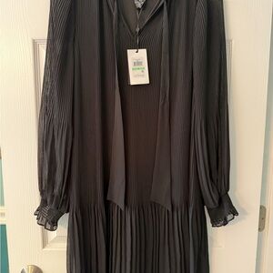 DKNY Black Pleated Dress